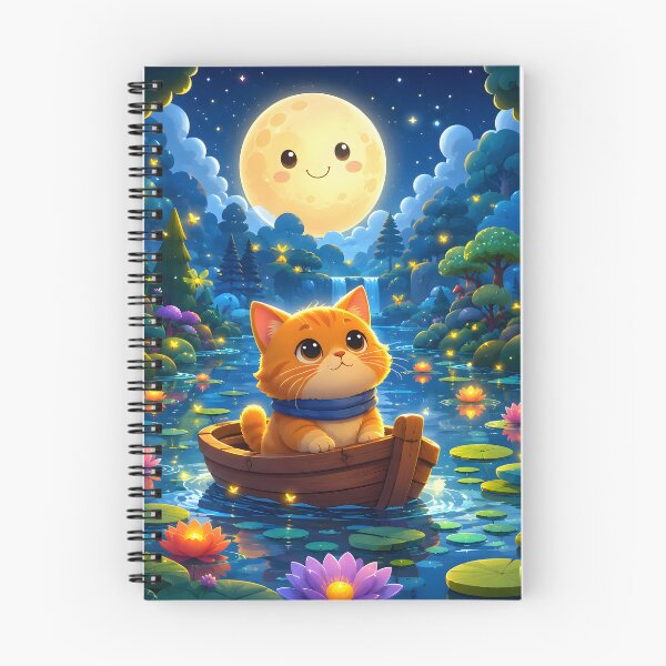 Item preview, Moonlit Cat Adventure on a Magical Lake designed and sold by Herodestroyer.