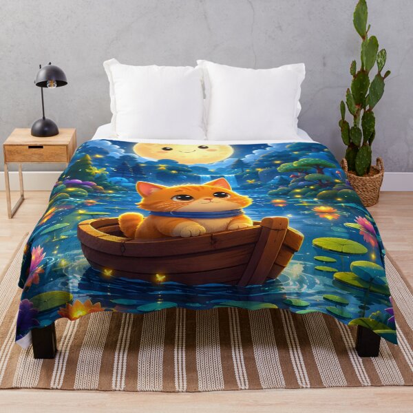Item preview, Moonlit Cat Adventure on a Magical Lake designed and sold by Herodestroyer.