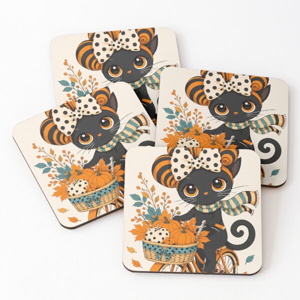 Item preview, Autumn Black Cat Bicycle Adventure designed and sold by ArtByBoya.