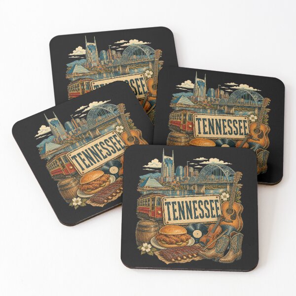 Item preview, Vintage Tennessee Tattoo Style Riverfront Music Illustration Graphic designed and sold by CG Studio.