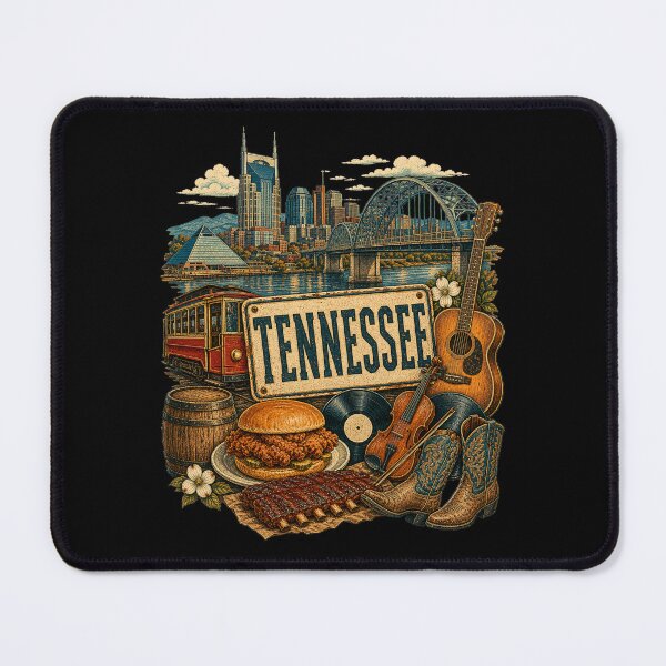 Item preview, Vintage Tennessee Tattoo Style Riverfront Music Illustration Graphic designed and sold by CG Studio.