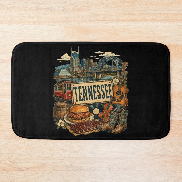 Item preview, Vintage Tennessee Tattoo Style Riverfront Music Illustration Graphic designed and sold by CG Studio.