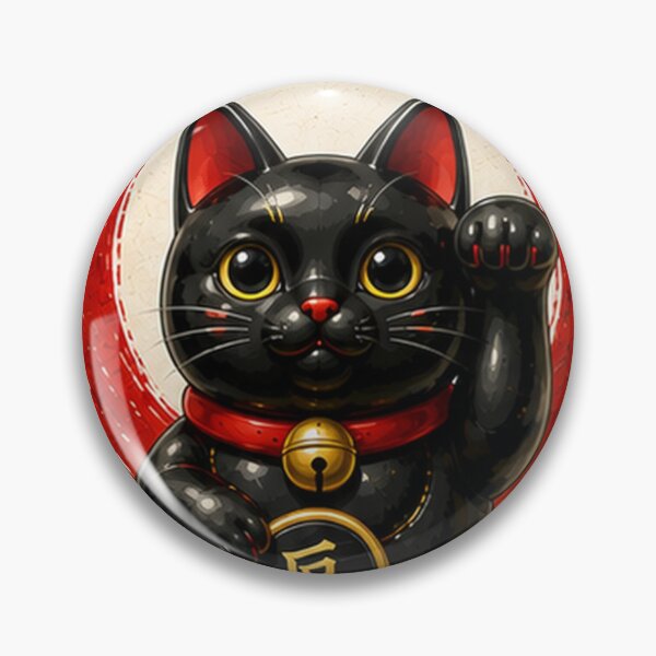 Item preview, Black Maneki Neko for Protection designed and sold by fuku-mono.