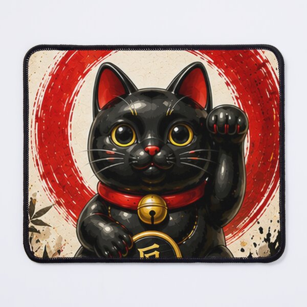 Item preview, Black Maneki Neko for Protection designed and sold by fuku-mono.