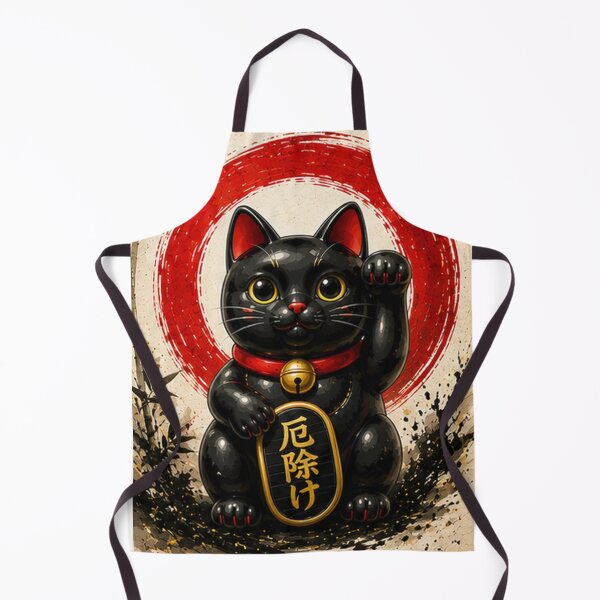 Item preview, Black Maneki Neko for Protection designed and sold by fuku-mono.