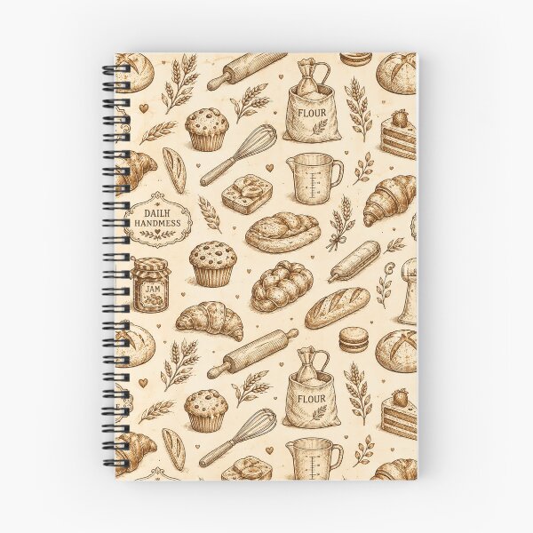 Item preview, Vintage Bakery Icons Retro Baking Bread & Pastry Pattern designed and sold by RJACreative.