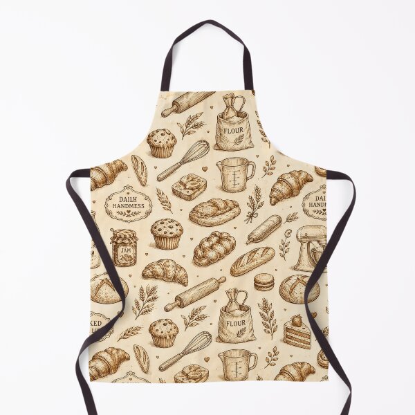 Item preview, Vintage Bakery Icons Retro Baking Bread & Pastry Pattern designed and sold by RJACreative.