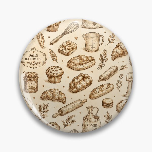 Item preview, Vintage Bakery Icons Retro Baking Bread & Pastry Pattern designed and sold by RJACreative.