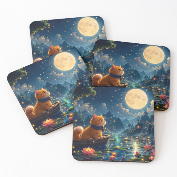 Item preview, Moonlit Cat Sailing Through a Dream Lake designed and sold by Herodestroyer.