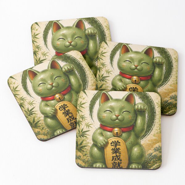 Item preview, Green Maneki Neko for Success designed and sold by fuku-mono.