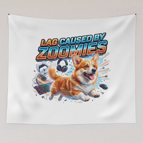 Item preview, Dog Zoomies Funny Corgi Gaming Artwork designed and sold by pradeepvisuals.