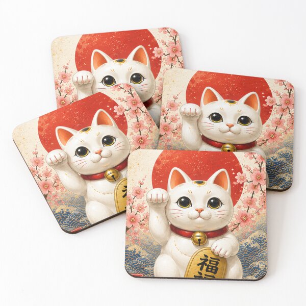 Item preview, White Maneki Neko for Good Fortune designed and sold by fuku-mono.