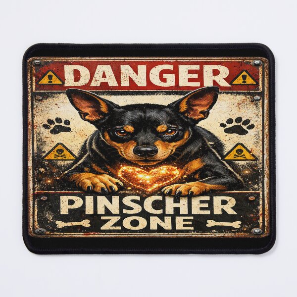 Item preview, Danger Pinscher Zone – Vintage Warning Sign designed and sold by TroviTutto.