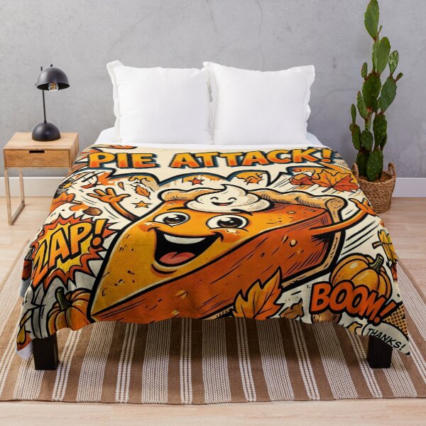 Item preview, Funny Pop Art Thanksgiving Pumpkin Pie Attack designed and sold by VibranPalette.