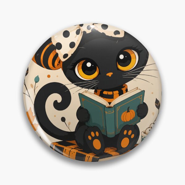 Item preview, Cute Black Cat Reading – Whimsical Autumn Pumpkin Book Lover designed and sold by ArtByBoya.