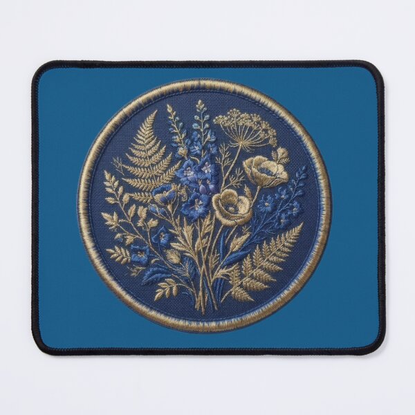 Item preview, Elegant Wildflower Botanical Gold Navy Patch Art designed and sold by Azurart2.