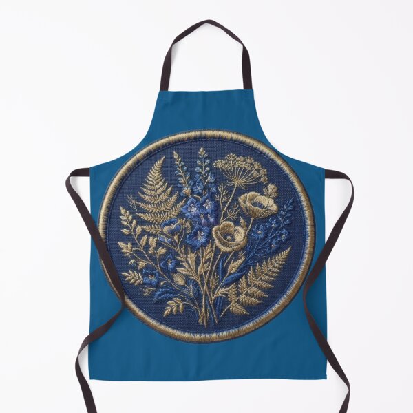 Item preview, Elegant Wildflower Botanical Gold Navy Patch Art designed and sold by Azurart2.