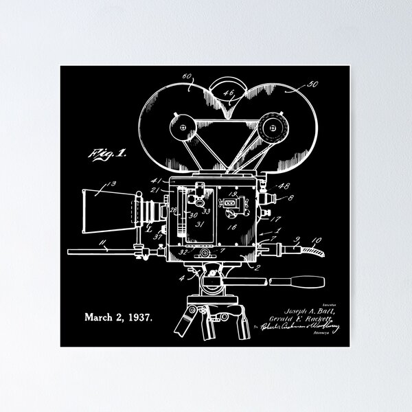 Old 35mm Film Reels Black and White Photography Poster