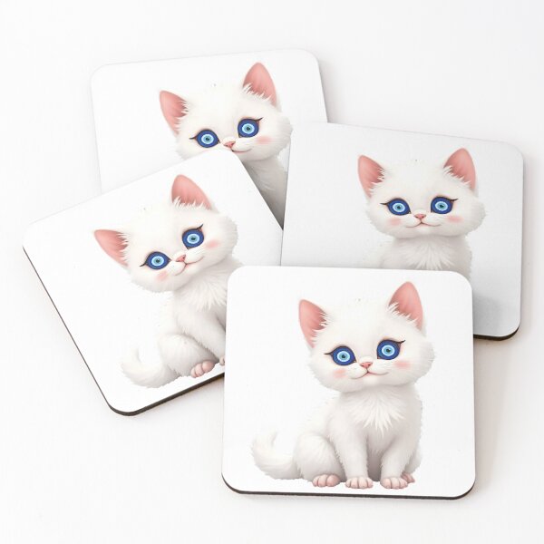 Item preview, White Cat with Evil Eye Protection Art designed and sold by WhiteLightPrint.
