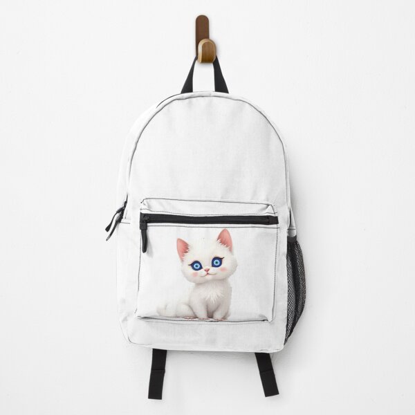Item preview, White Cat with Evil Eye Protection Art designed and sold by WhiteLightPrint.