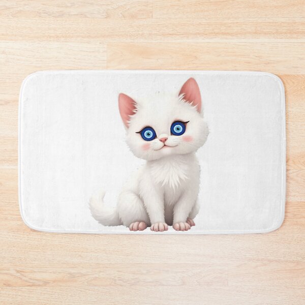 Item preview, White Cat with Evil Eye Protection Art designed and sold by WhiteLightPrint.
