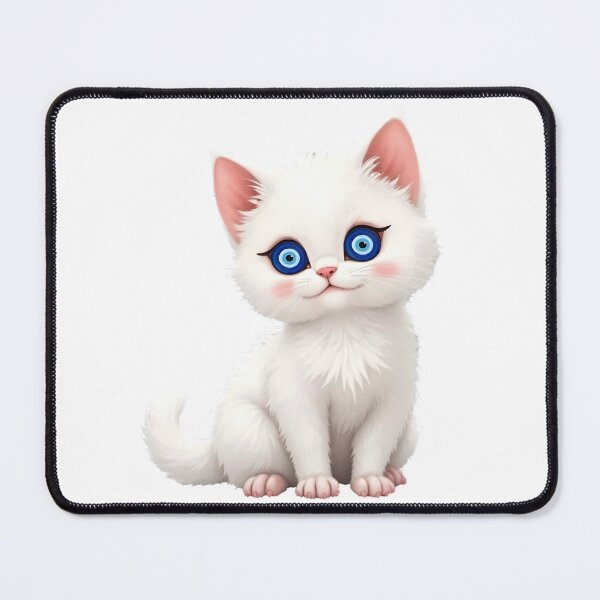 Item preview, White Cat with Evil Eye Protection Art designed and sold by WhiteLightPrint.