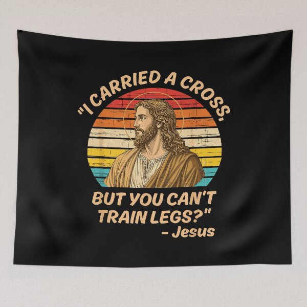 Item preview, Jesus Carried a Cross But You Can’t Train Legs – Funny Christian Gym Quote designed and sold by GoldenField41.