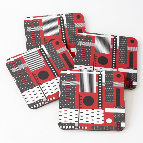 Item preview, Vibrant Modern Abstract Geometrical Shapes  in Red White Black designed and sold by ABG Inspirational Art.