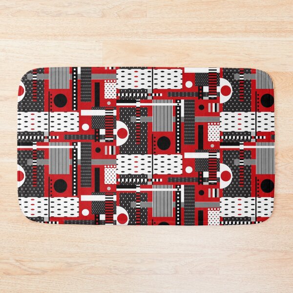 Item preview, Vibrant Modern Abstract Geometrical Shapes  in Red White Black designed and sold by ABG Inspirational Art.