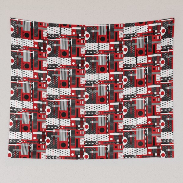 Item preview, Vibrant Modern Abstract Geometrical Shapes in Red White Black designed and sold by ABG Inspirational Art.
