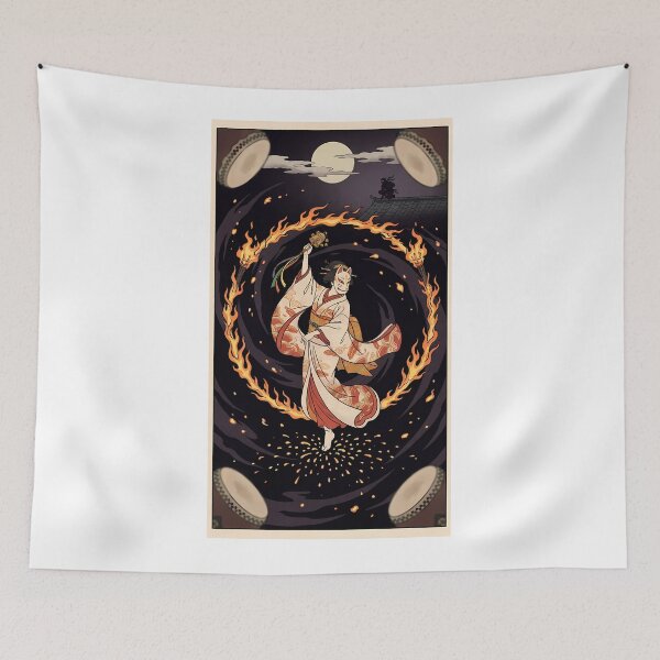 Item preview, Kitsune Kagura Dance of Fire and Moon designed and sold by TokyoUkiyoHouse.