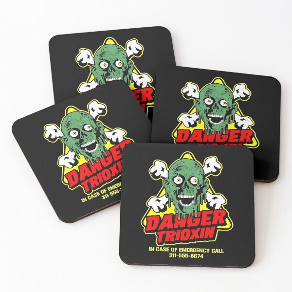 Item preview, Green Melting Skull In Front Of Yellow Warning Triangle designed and sold by uraestheticshop.