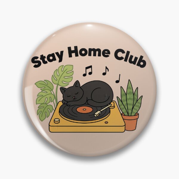 Item preview, Stay Home Club – Cozy Cat & Vinyl Lover designed and sold by Sezee.
