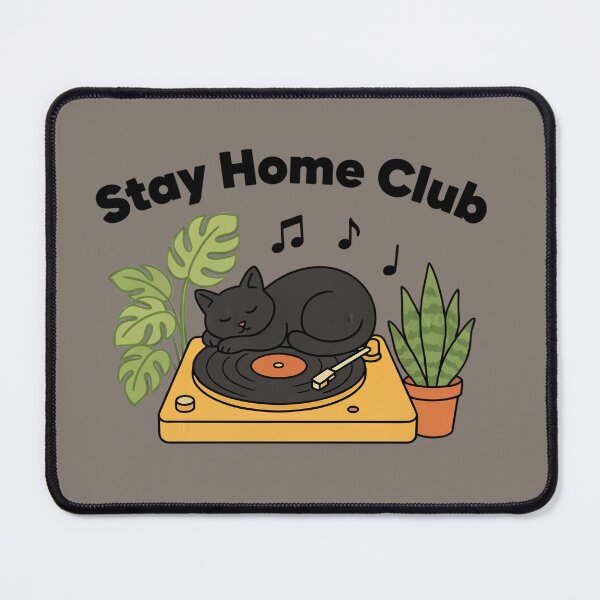 Item preview, Stay Home Club – Cozy Cat & Vinyl Lover designed and sold by Sezee.