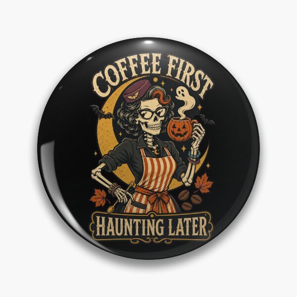 Item preview, Coffee First Haunting Later Halloween Skeleton Barista designed and sold by VioletNance.