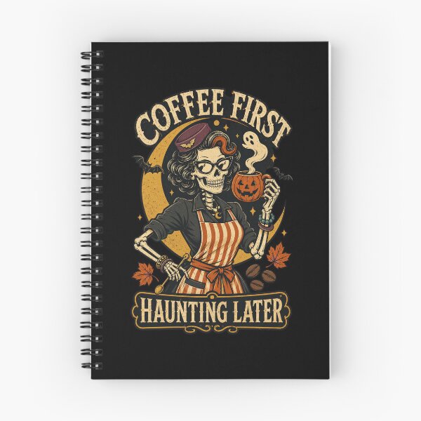 Item preview, Coffee First Haunting Later Halloween Skeleton Barista designed and sold by VioletNance.