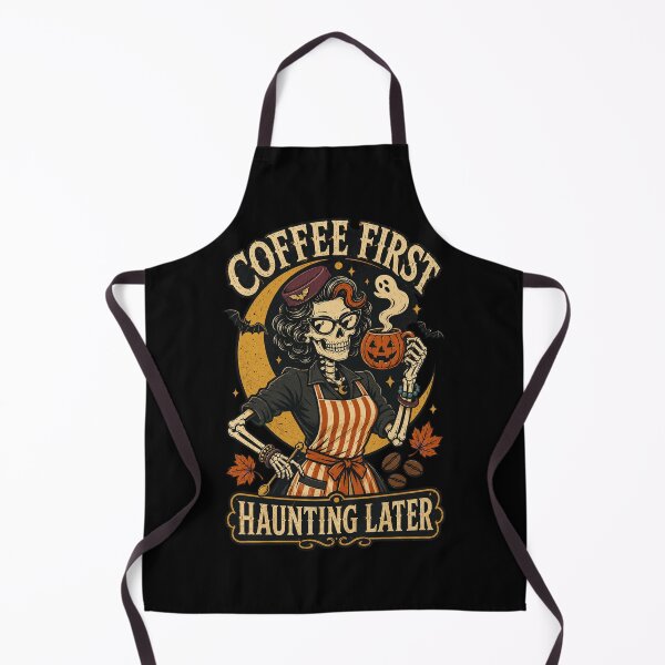Item preview, Coffee First Haunting Later Halloween Skeleton Barista designed and sold by VioletNance.