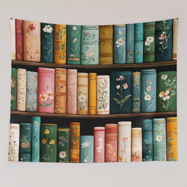 Item preview, Vintage Beautiful Books With Flowers In Wooden Bookcase designed and sold by DEC02.