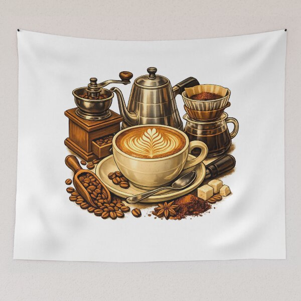 Item preview, Rosette latte art on a ceramic cup designed and sold by Daily Quirk.