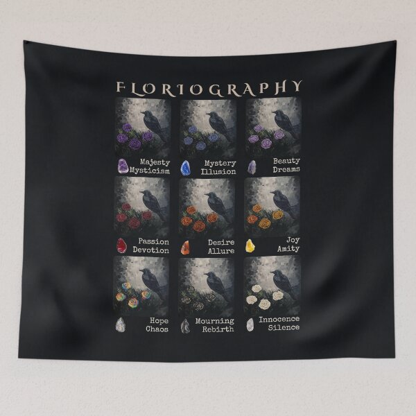 Item preview, Dark Academia Raven Floriography Botanical Chart designed and sold by ArtistsAtticWI.