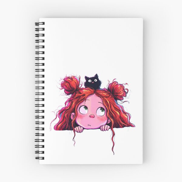 Item preview, Curious Girl & Little Black Cat designed and sold by MyCalmDraw.