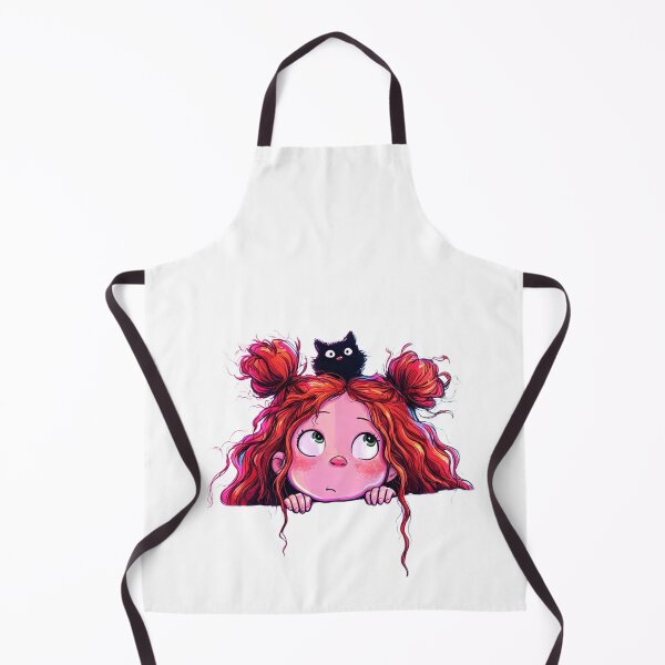 Item preview, Curious Girl & Little Black Cat designed and sold by MyCalmDraw.