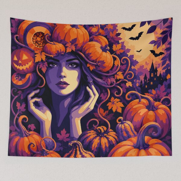 Item preview, Mystical Pumpkin Queen – Gothic Halloween Witch & Pumpkin Art designed and sold by ArtByBoya.