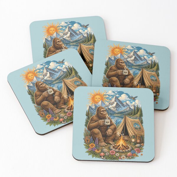 Item preview, Whimsical Bigfoot Coffee Lover Wilderness Design  designed and sold by Skyrocketz.