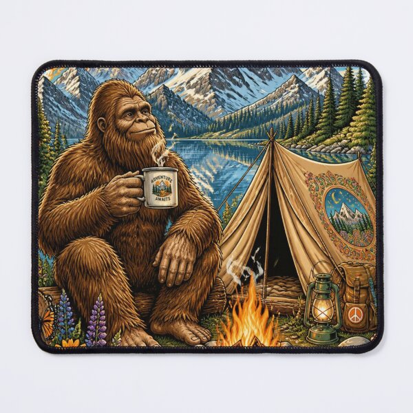 Item preview, Whimsical Bigfoot Coffee Lover Wilderness Design designed and sold by Skyrocketz.