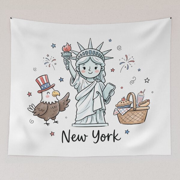 Item preview, Cute Statue of Liberty New York Doodle Art designed and sold by RamyGallery.