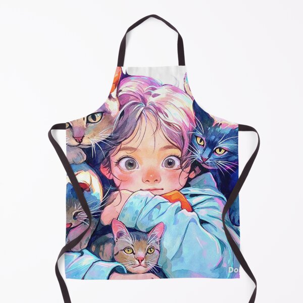 Item preview, Girl Surrounded by Loving Cats designed and sold by MyCalmDraw.