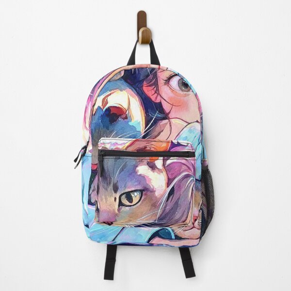 Item preview, Girl Surrounded by Loving Cats designed and sold by MyCalmDraw.