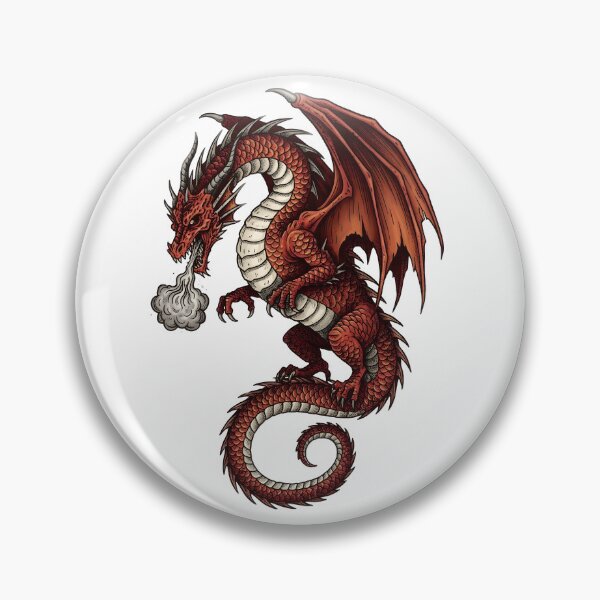 Item preview, Crimson Fire Dragon Illustration | Red Fantasy Dragon Vintage Engraving Art designed and sold by DragonSerpent Ink.