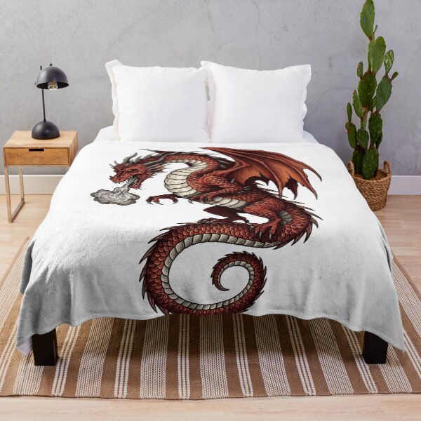 Item preview, Crimson Fire Dragon Illustration | Red Fantasy Dragon Vintage Engraving Art designed and sold by DragonSerpent Ink.